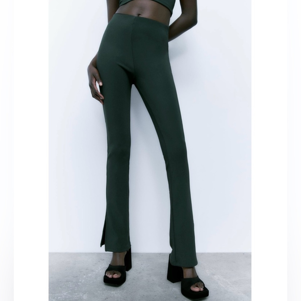 Zara Green High Waist Leggings XS